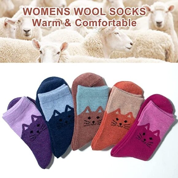5 Pairs Luxury Wool Soft Socks Warm Winter Fall Womens Thick Cozy Knit NWT - Picture 4 of 7